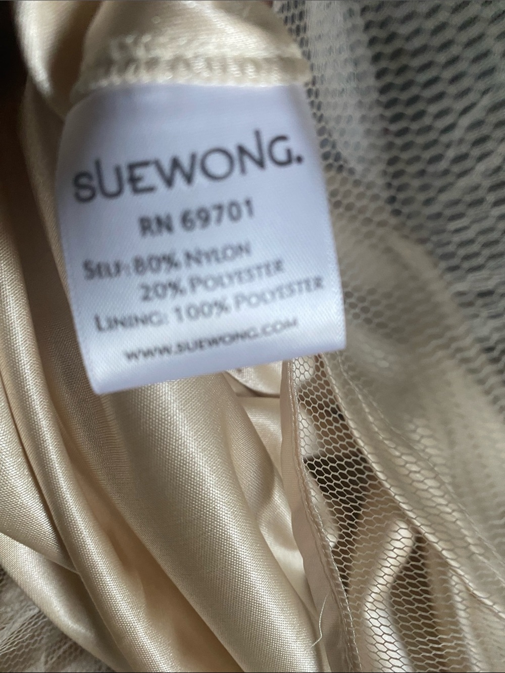 Vintage SUE WONG Nocturne Strapless Beaded Ruched Mermaid Gown Dress Cream 4 - Picture 11 of 17